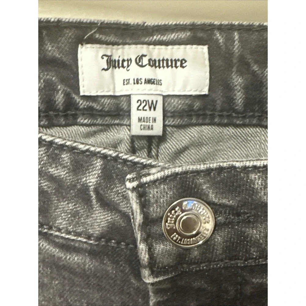 Juicy Couture Women Plus‎ Size 22W High Rise Straight Jeans Raw Hem Gray Marble